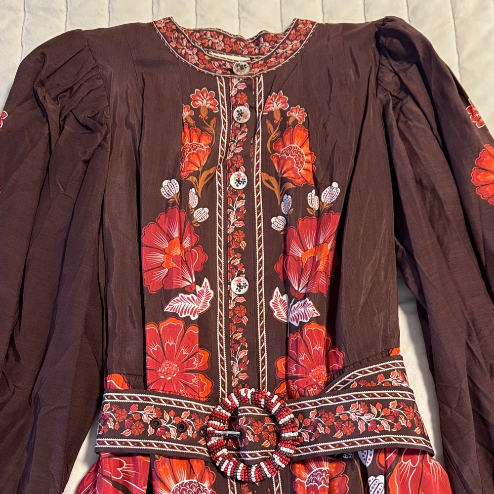 FARM Rio Burgundy Floral Mini Dress with Red and Pink Accents - Picture 5 of 7